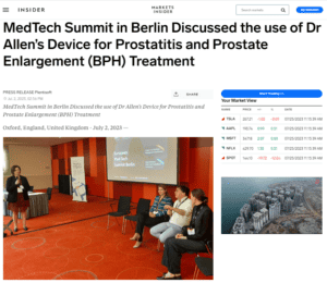 The use of Dr Allen’s Device for treating prostatitis and prostate enlargement (BPH) was discussed at the European MedTech Summit in Berlin.