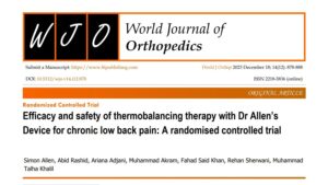 Thermobalancing therapy and Dr Allen's Device for chronic low back pain clinical trial in World Journal of Orthopedics